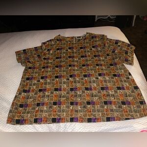 Maggie Barnes Colorful Checkered Shirt Size 30W